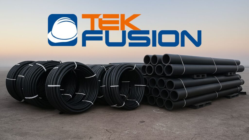 Rollos de tuberías HDPE de Tekfusion, aglomeradas, de distintos tamaños y grosor para ser exportadas